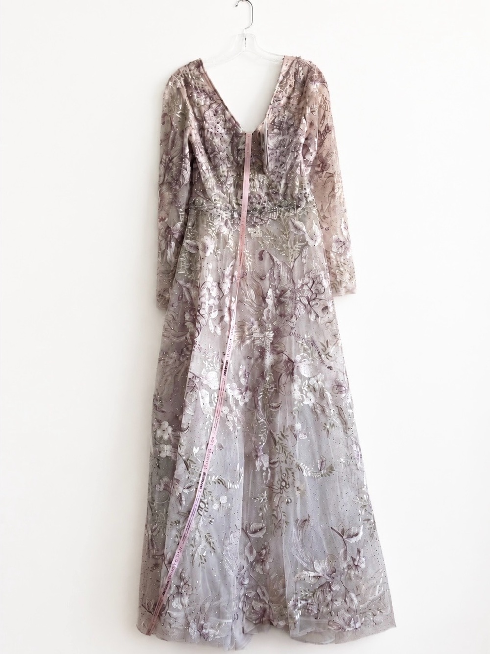 Mac Duggal 20214 Long Sleeve Formal Evening Dress in Vintage Lilac size 8 - Picture 3 of 12